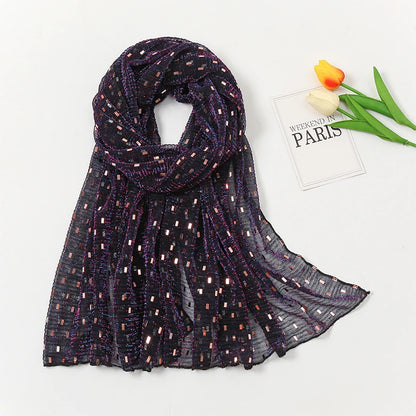 Glitter Shimmer Muslim Hijabs Fashion Solid Bubble Chiffon Scarf High Quality Shawl Scarves Silver Crinkle Woman Headscarf