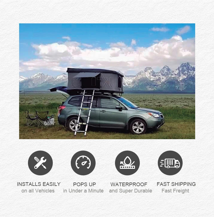 Quick Build Camping Travel Tent Camper Van Pop Up Roof Top Rooftop Tent Hard Shell Camping With Customizable Color