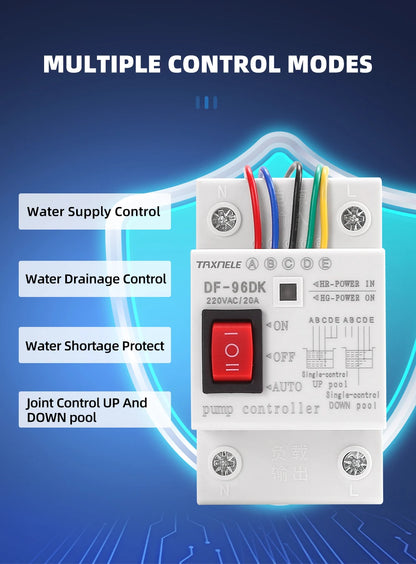 DF-96D Automatic Water Level Controller Switch 20A 220V Water tank Liquid Level Detection Sensor Water Pump Controller