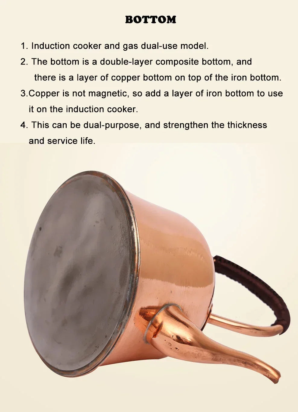 2L Pure Copper Teapot Handmade Red Copper Kettle Hot Pot Add Soup Pot Induction Cooker Boiling Water Kettle Cold Kettle For Home