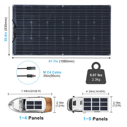 Solar Panel Kit 100W 200W 12V Flexible Photovoltaic solar panels cell with charge controller power for battery Boat Rvs Cabin