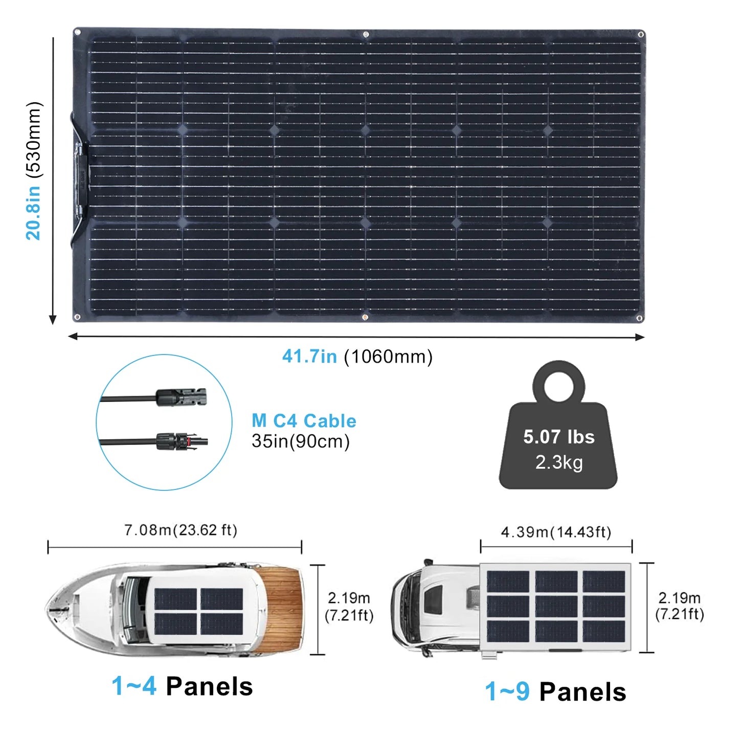 Solar Panel Kit 100W 200W 12V Flexible Photovoltaic solar panels cell with charge controller power for battery Boat Rvs Cabin