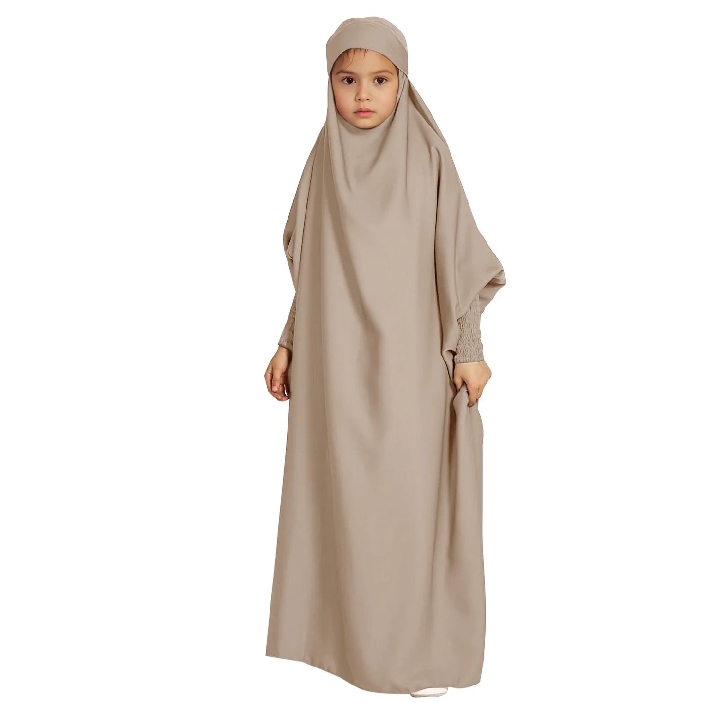 Ramadan Muslim Kids Girls Abaya Robe Solid Color Long Kaftan abaya enfant robes Dress Islamic Clothing Kids Clothes For Gift