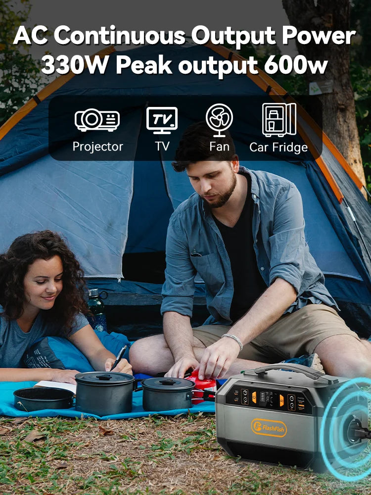 FF Flashfish Solar Generator 288.6Wh Portable Power Station 78000mAh/3.7V Battery AC 230V 330W for Outdoor Camping Power Supply