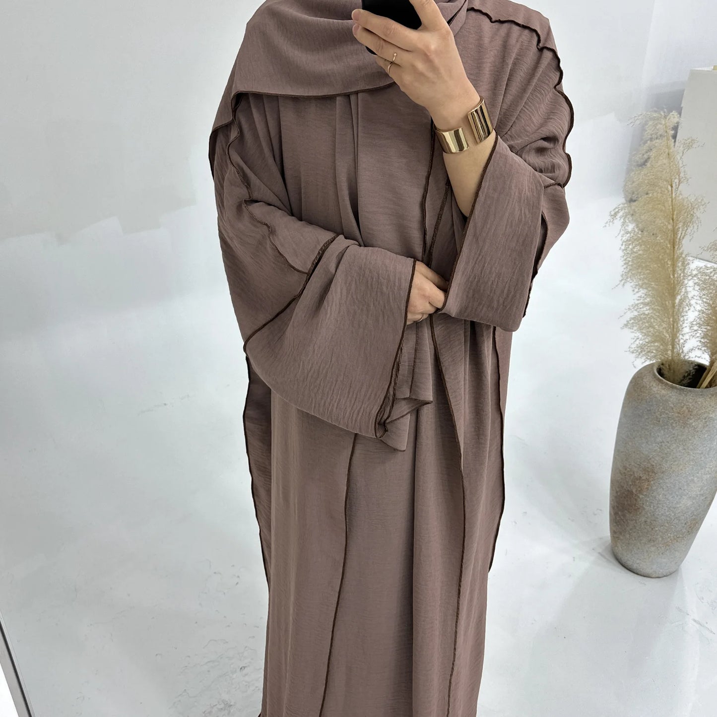 Turkey Dubai Abayas Muslim Set Cardigan Inner Lap and Turban Muslim Long Robes Three-piece Muslim Open Abayas for Women Dress