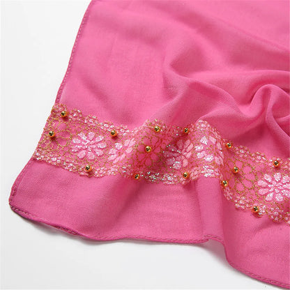 Lace Chiffon Hijab Scarf for Women Islamic Headscarf Female Muslim Head Wraps Scarves