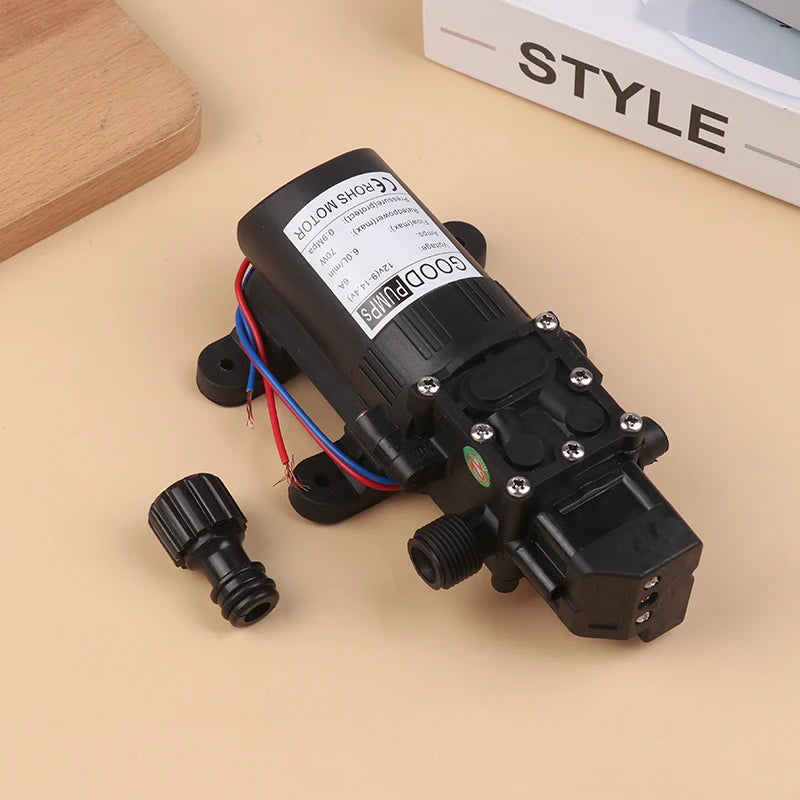 70W DC 12V Micro Electric Diaphragm Reflux Water Pumps Automatic Switch 6L/Min High Pressure Car Washing Spray Self Priming Pump