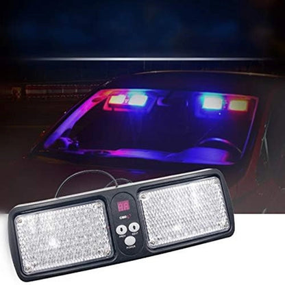 Red Blue LED Car Visor Strobe Flashing Light Interior Windshield Sunshield Emergency Warning Lights for Police Firefighter 12V