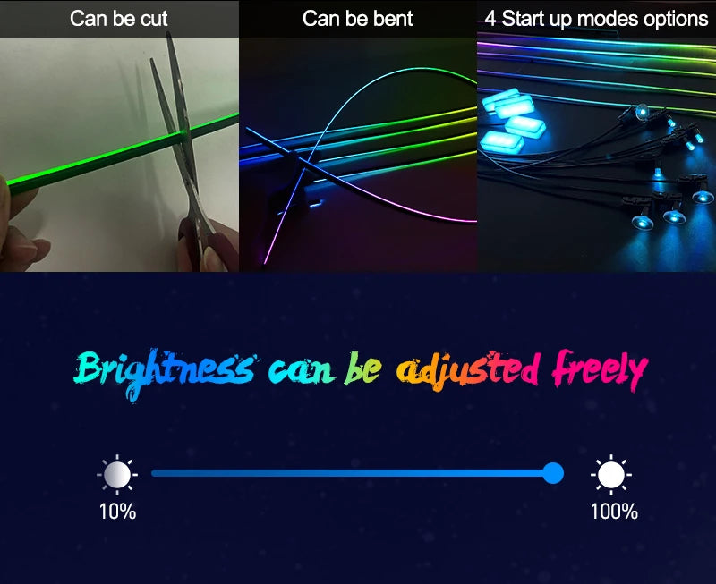 Full Color Streamer Car Ambient Lights RGB 64 Color Universal LED Interior Hidden Acrylic Strip Symphony Atmosphere Lamp