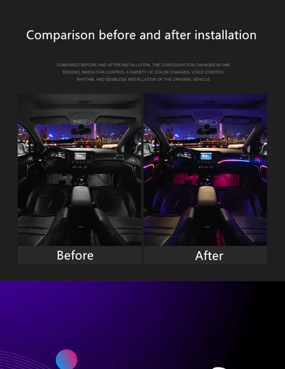 Universal Symphony Car Ambient Lights 64 RGB Car Interior Acrylic Light Guide Fiber Optic Car Decoration Atmosphere Light 18 in1