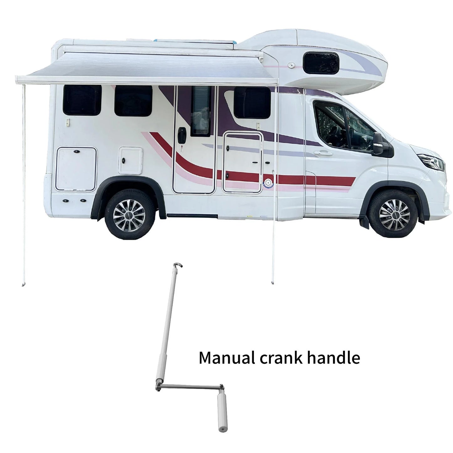 Caravan Awnings,Motorhome Manual Electric RV SunShade Cassette Awnings Caravan Camper Van Awning With Led Light Strip