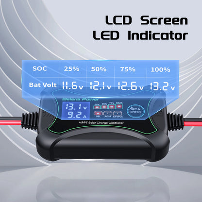 Bateria Power 10A MPPT Solar Charge Controller 12V Auto Battery Regulator Solar Panel Max 150V Input for Lithium Sealed  Gel