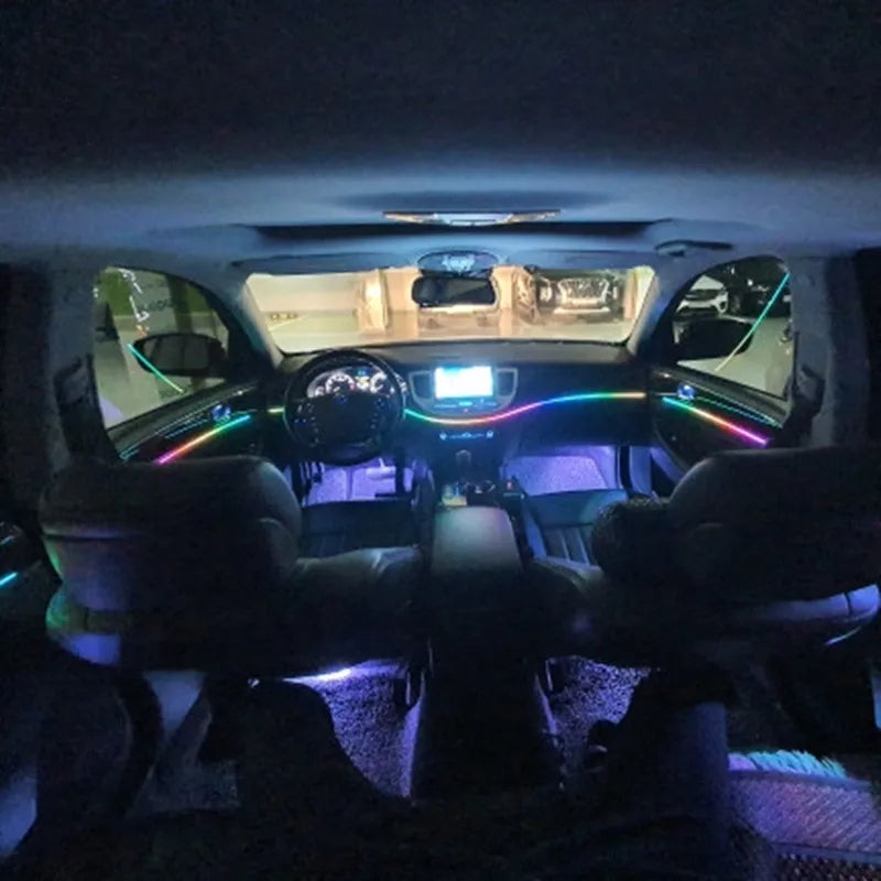 Universal Symphony Car Ambient Lights 64 RGB Car Interior Acrylic Light Guide Fiber Optic Car Decoration Atmosphere Light 18 in1