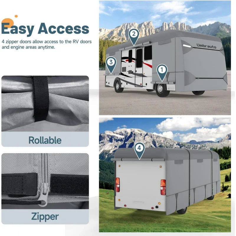 Class A RV Cover 2024 Upgraded 7 Layers Anti-UV Top Panel Motorhome Cover Windproof Camper Cover for 31' to 34' Motorhome with 2