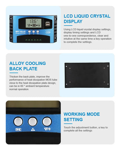 New Arrival 12V 24V Auto MPPT Solar Charge Street Light Controller 30A 40A 60A Solar Panel PV Regulator LCD Display 5V Dual USB