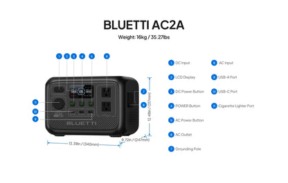 [US Plug] BLUETTI AC2A 300W 204Wh Portable Power Station LiFePO4 Battery Backup Solar Generator 3,000+ Cycle App Camping RV Life