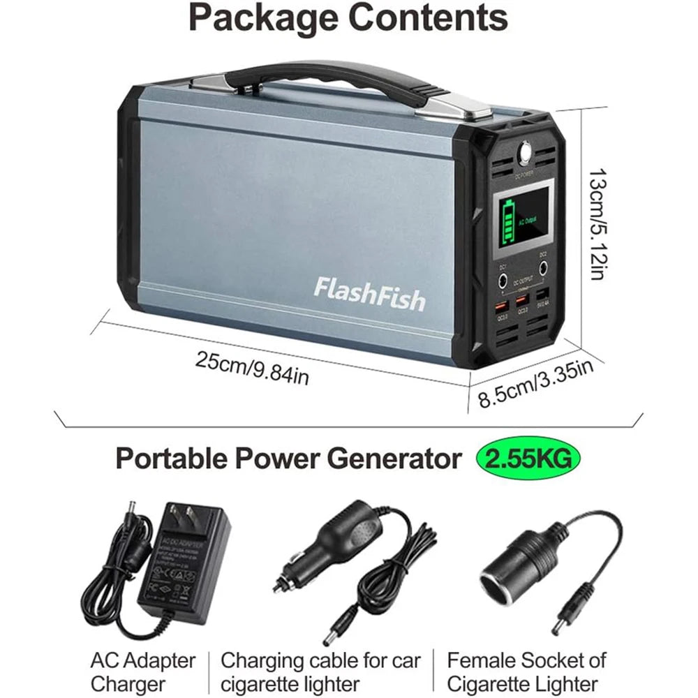 FF Flashfish G300 300W Solar Generator 222Wh Portable Power Station 60000mAh Rechargeable Lithium Battery Bank for Solar Panel