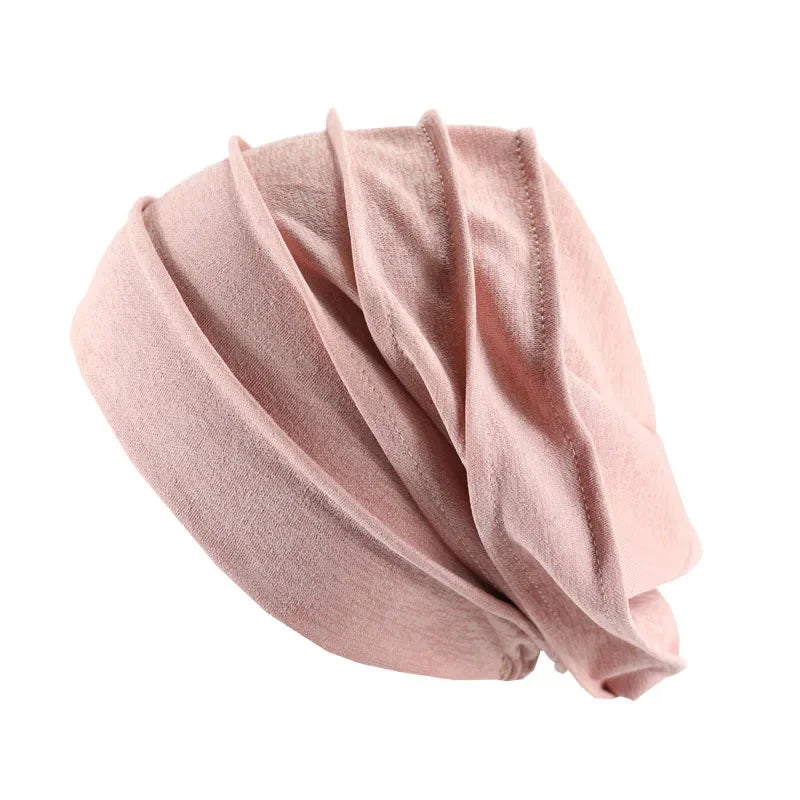 Breathable Elastic Women's Turban Hat Soft Ruffle Head Wrap Cap Lady Cancer Chemo Cap Muslim Headscarf Hat