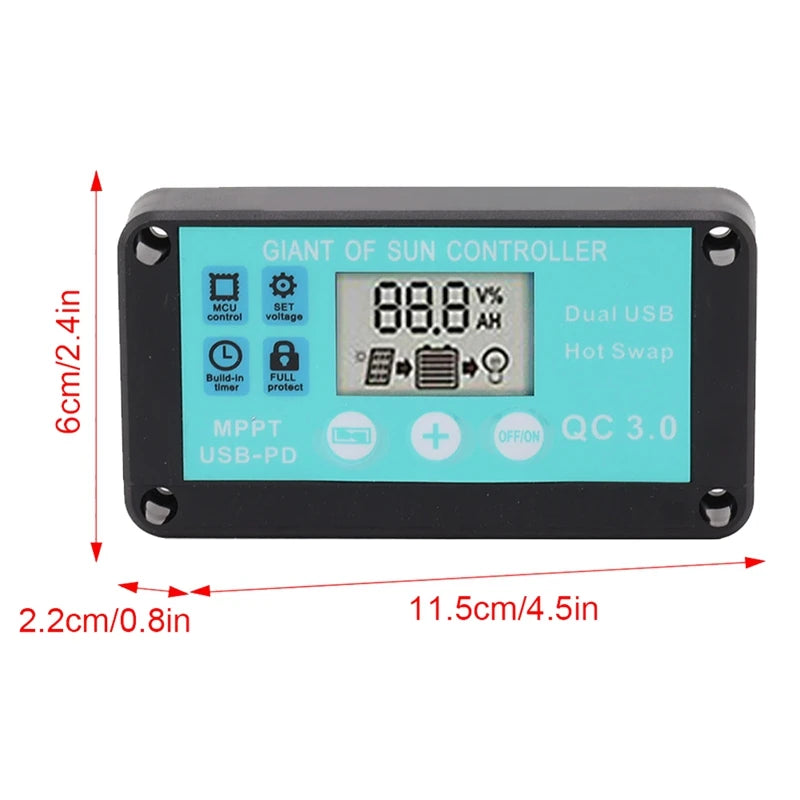 MPPT Solar Charge Controller Multiple Protection Solar Solar QC3.0 Controller With LCD Screen