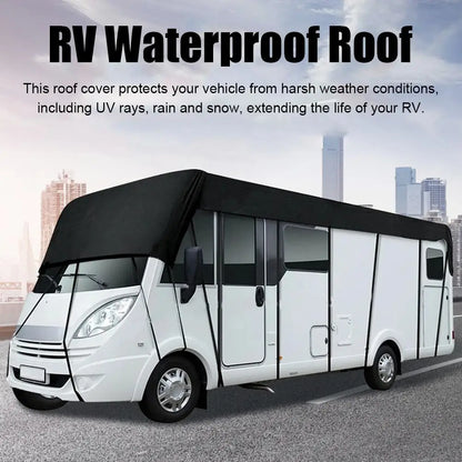 210D Motorhome Camper Top Tarp Cover RV Roof Cover Canopy Tarpaulin Waterproof Dust-proof Sunshade Anti-UV Protection