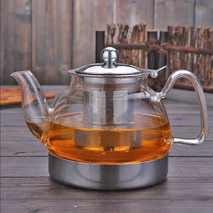 Glass Tea Pots Gas Stove Induction Cooker Water Kettle Chinese Style Teapot With Filter Heat resistant Flower Tea 800/1200ML 1pc