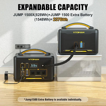 Jump 1500X Portable Power Station 1500W (3000W Peak) 828Wh LiFePO4 (LFP) Battery Powered Generator with Expandable Capacity