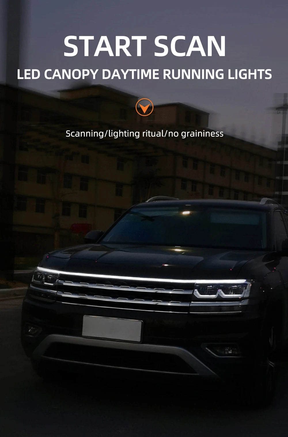 RXZ LED Daytime Running Light Scan Starting Car Hood Decorative Lights DRL Auto Engine Hood Guide Decorative Ambient Lamp 12V