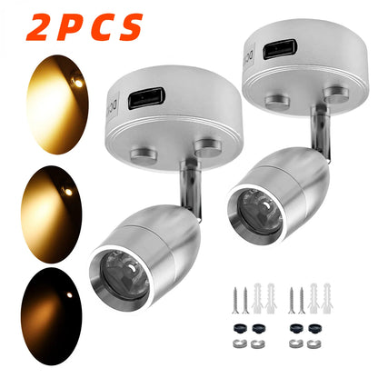 2PCS RV Interior Reading Led Spot Light  Dimmiable 360 Degree Rotatable Lamp for Boat Caravan Motorhome Trailer Truck Yacht