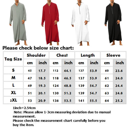 Loose Muslim Kaftan Robe Middle East Men Long Sleeve Arab Islamic Solid Color Maxi Dubai Abaya Jubba Thobe Robes Clothing