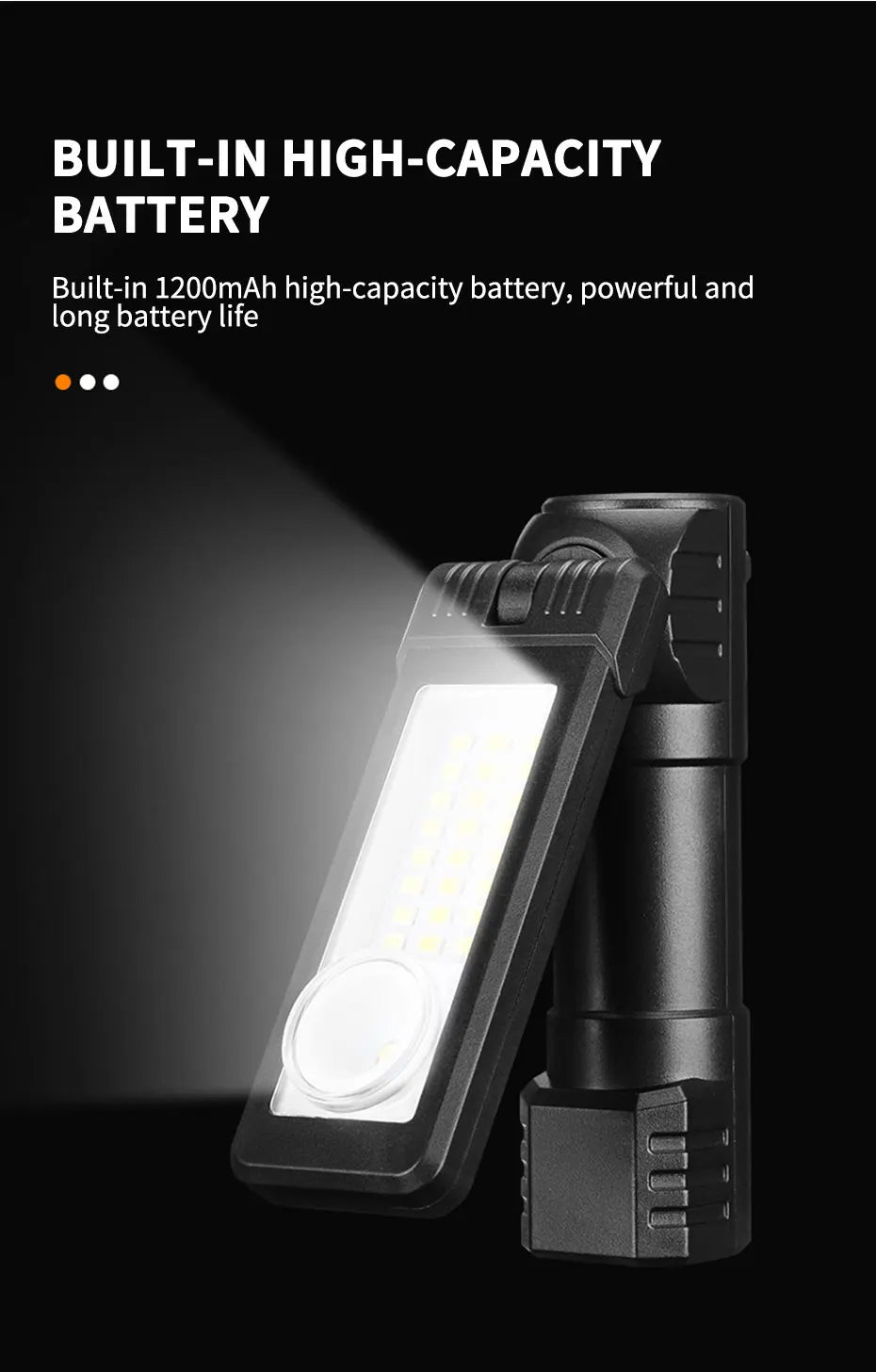 SEAMETAL Portable Work Light 6-Mode 360-Degree Led Charging Head-Mounted/Magnet Base Foldable Inspection Light for Car Repair