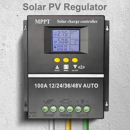 100A MPPT Solar Charge Controller Solar Panel Regulator LCD Display Auto Solar Charge Controller 12V 24V 36V 48V for Solar Panel