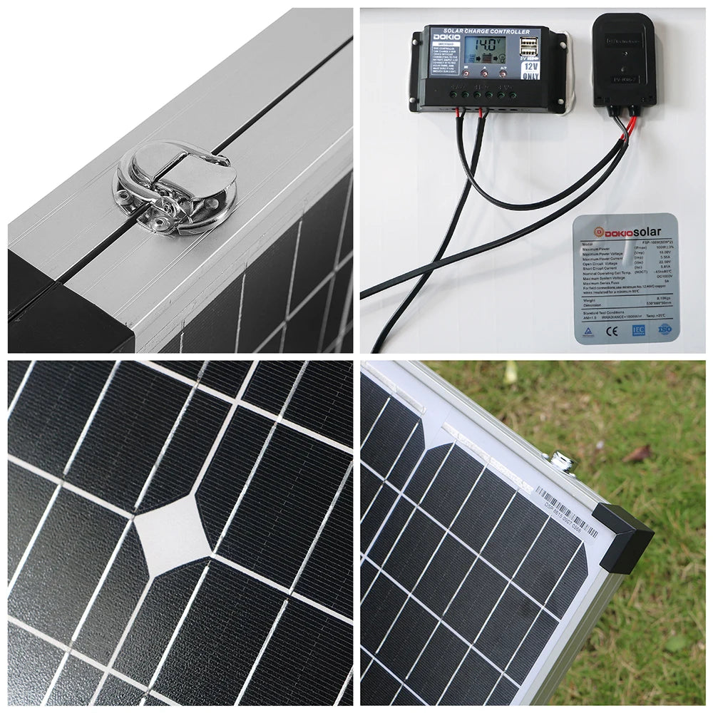 DOKIO 100W 160W 200W Foldable Solar Panel China 10A/20A 12V Controller Folding Photovoltaic Cell/System Charger Solar Board