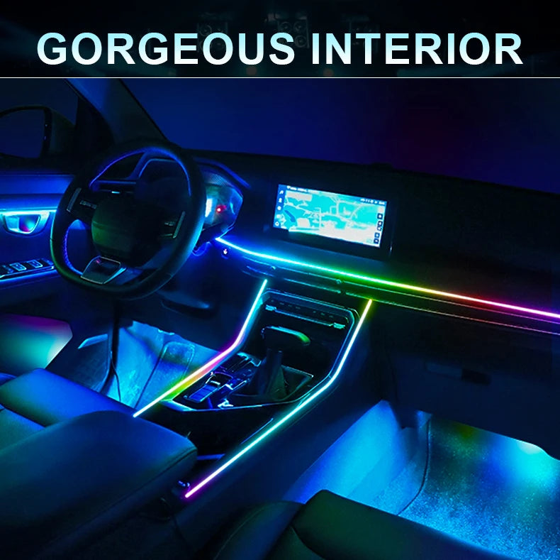 10/14/18 in 1 Led Car Ambient Lights 213 64 Color RGB Symphony Streamer Bluetooth Rainbow Acrylic Strips Atmosphere Lamp Kit 12V