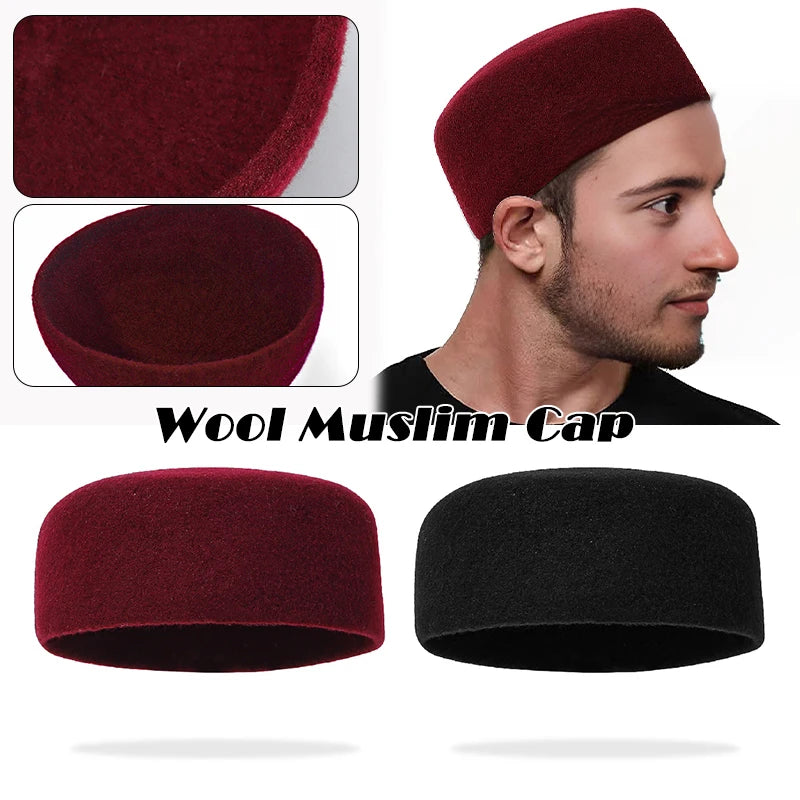 Muslim Caps Men Islamic Prayer Hat Turkish African Kufi Hats Ramadan Eid Accessories Hijab Winter Wool Hat Saudi Arabia Clothing