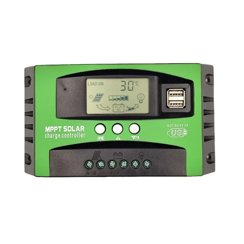 30/40/50/60/80/100A Solar Panel Controller 12V/24V Battery Charge Regulator Dual USB Photovoltaic Cell Panel Charger Regulator