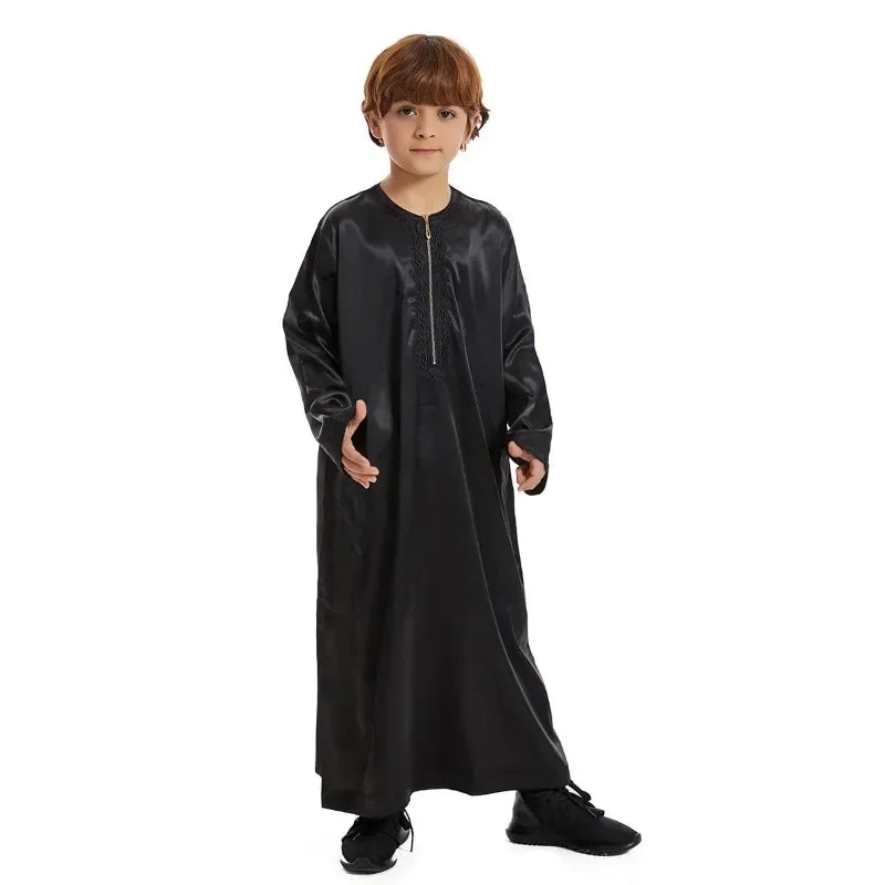 Teenage Ramadan Eid Muslim Robe Islamic Arab Children Long Sleeve Dress Jubba Thobe Abaya Dubai Boys Clothing Turkey Middle East