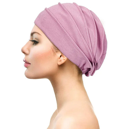 Breathable Elastic Women's Turban Hat Soft Ruffle Head Wrap Cap Lady Cancer Chemo Cap Muslim Headscarf Hat