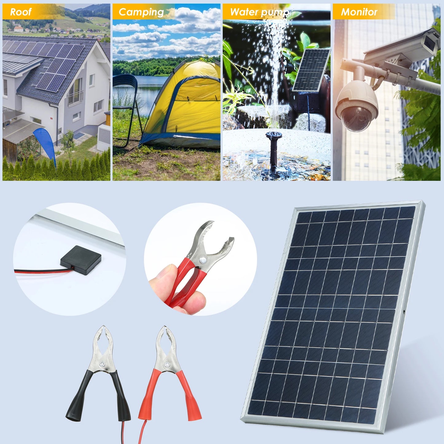 300W 12V Solar Panel Kit Complete Polycrystalline USB Power Portable Outdoor Rechargeable Solar Cell Solar Generator for Home