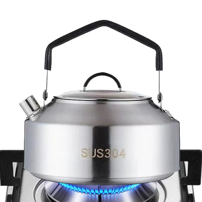 New Camping Kettles For Boiling Water 304 Stainless Steel Water Pot Outdoor Gas Cassette Stove Teapot Kitchen Whistling Kettle