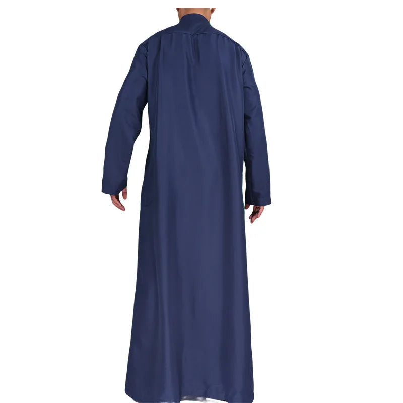 New 2025 Middle East Muslim Men Dress Long Sleeve Jubba Thobe Ramadan Eid Dishdasha Robe Muslim Islamic Kaftans Arab Clothing