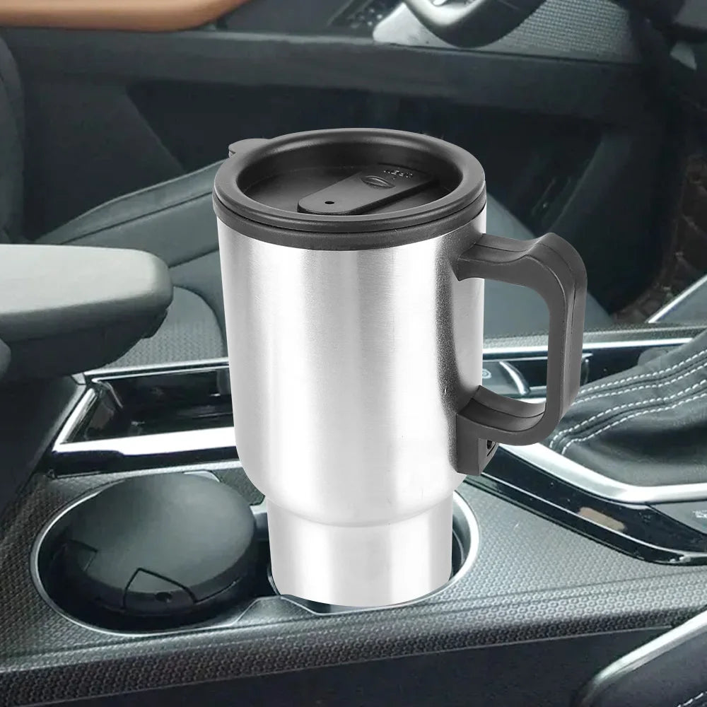 Camping Travel Kettle Water Coffee Milk Thermal Mug Vehicle Heating Cup Electric Heating Car Kettle 12V 450ml Stainless Steel