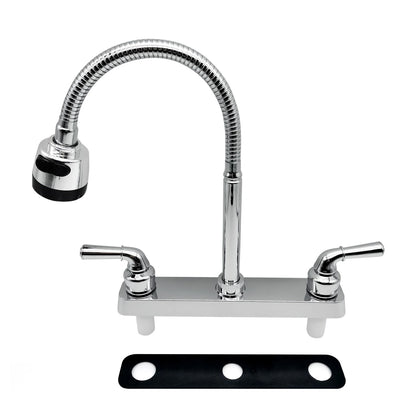 RV Faucet Replacement, RV Kitchen Sink Faucet with 360 Degree Rotatable Sprayer Flexible Spout, Bathroom Faucet Set for Campers