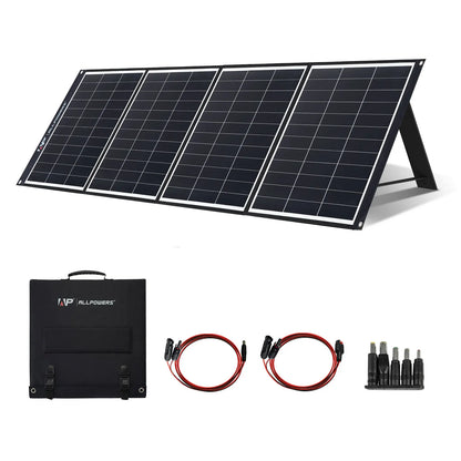 ALLPOWERS Solarpanel 100W 140W 200W Solar Energy Charger with LiFePo4 Battery 299Wh 600W Portable Power Station for Camping RV