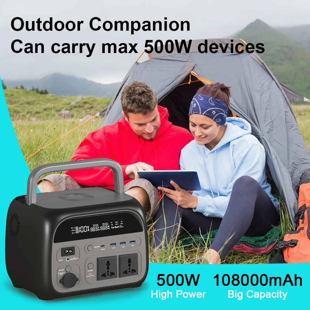 Ctolity 345Wh 500w Portable Power Station 220v Lifepo4 Battery Solar Generator 108000mAh Camping Equipment Wireless Charging