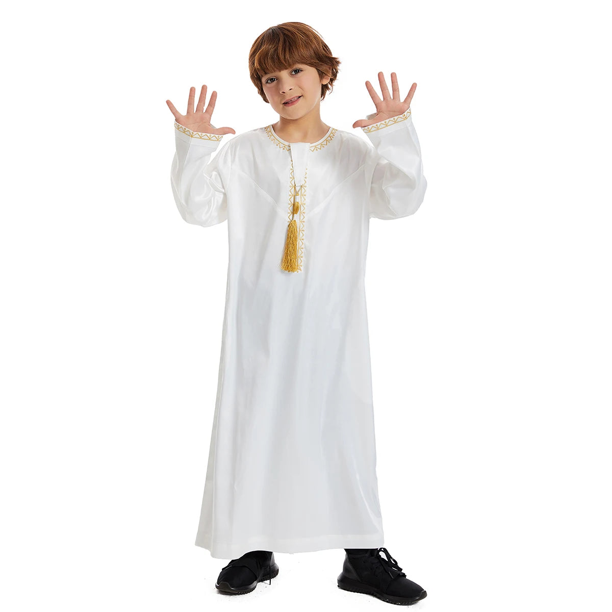 Ramadan Eid Muslim Kids Robe Islamic Arabic Children Long Sleeve Dress Jubba Thobe Abaya Dubai Saudi Boys Clothing Turkey Caftan