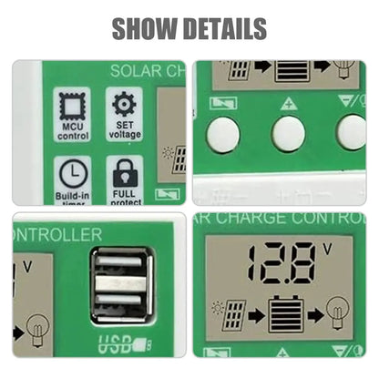 Solar Charge Controller 12V/24V Lithium Lead-acid Battery Solar Controller PMW Charging Management Solar Charger Regulator 10A