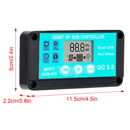 10A MPPT Solar Charge Controller 12V/24V Multiple Protection Solar Panel Regulator LCD Display Fast Charging 3.0 Battery Charger