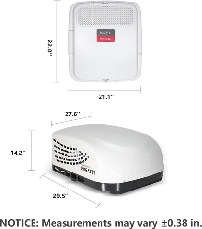 RV AC unit 15k BTU rooftop non-ducted RV air conditioner including air distribution box and white instacool series for motorhome