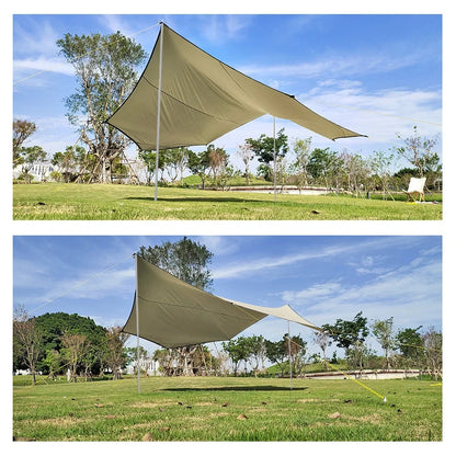 5.1x5.1m Large Camping Tarp Waterproof Octagon Butterfly Outdoor Sun Shelter Awning Tent Shade Sunshade Beach Tourist Canopy