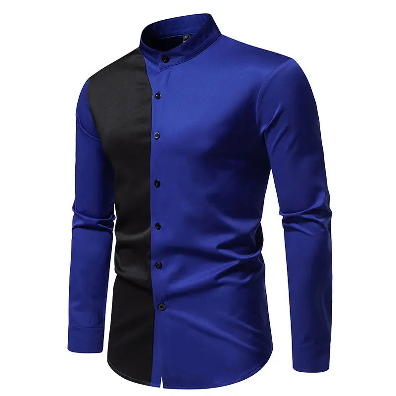 Mens Shirts Vinatge Goticos Masculino Luxury Autumn Patchwork Color Henley Collar Arab Dubai Muslim Dress Shirt Men Streetwear